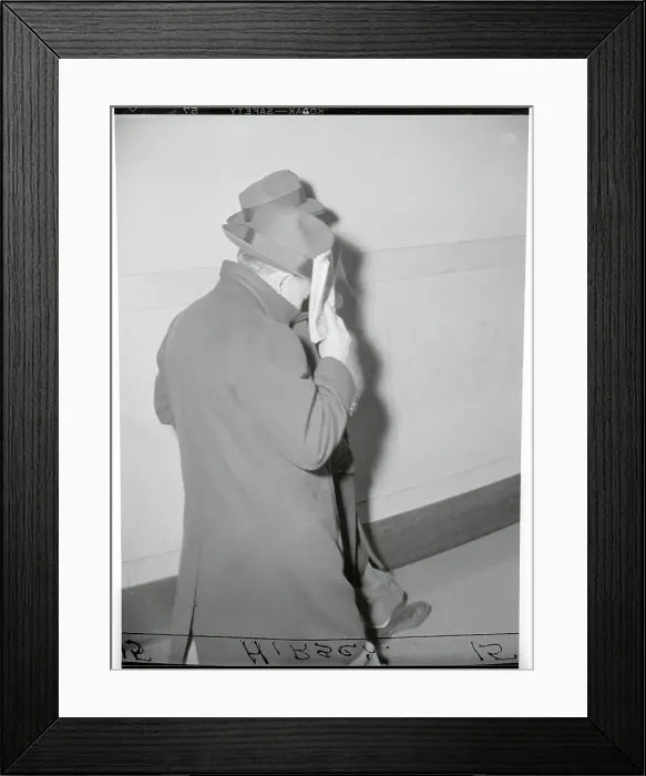 Framed Print : Suspect Mickey Bowers Hiding His Face