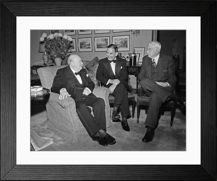 Framed Print : Winston Churchill and Others Conversing Framed Print : Winston Churchill and Others Conversing