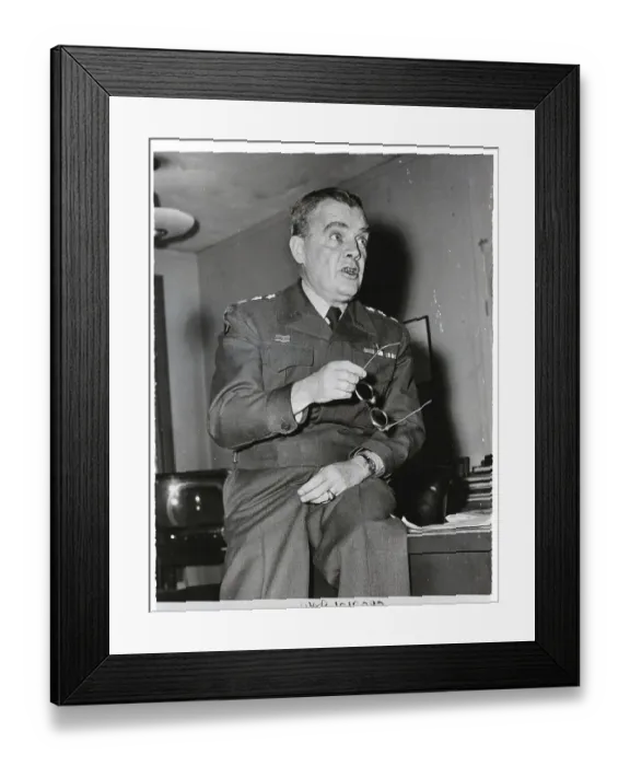 Framed Print : Lt. General Anthony McAuliffe in Press Conference Framed Print : Lt. General Anthony McAuliffe in Press Conference