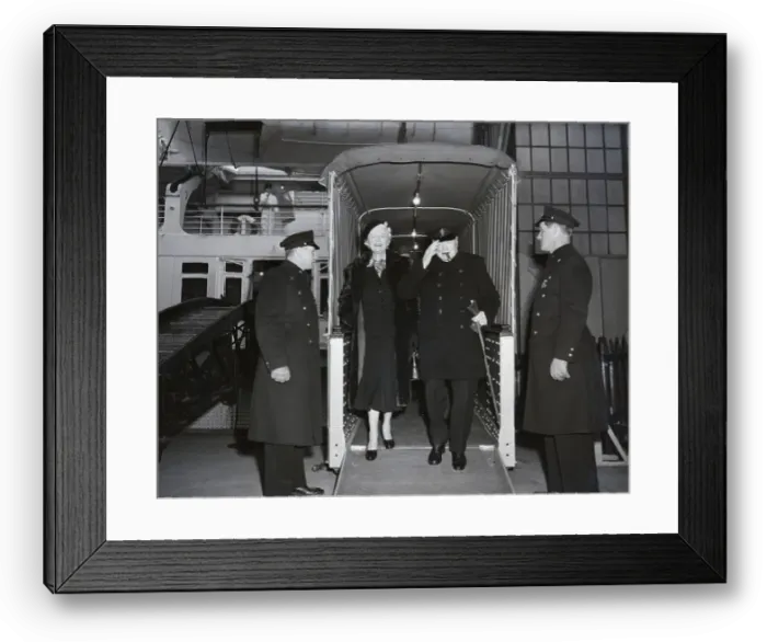 Framed Print : Churchill And Wife Leaving Boat Framed Print : Churchill And Wife Leaving Boat