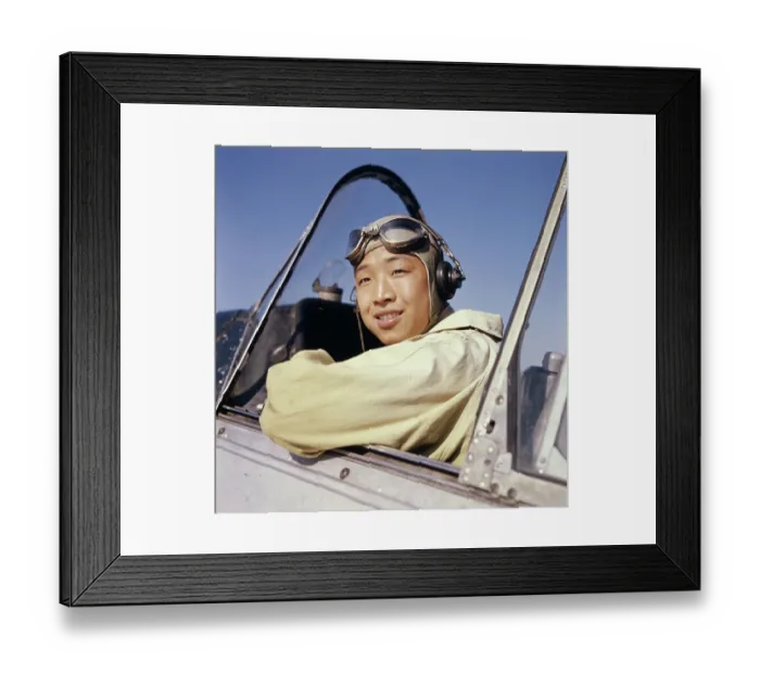 Framed Print : Pilot Sitting in Airplane Framed Print : Pilot Sitting in Airplane