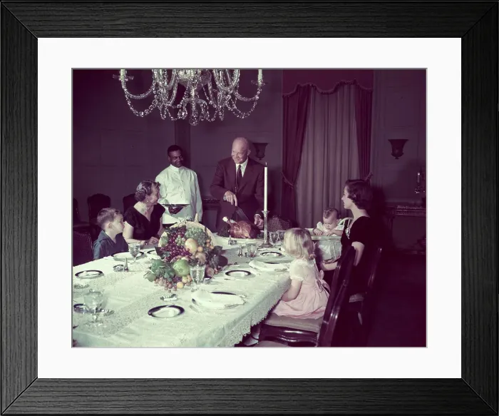Framed Print : President Eisenhower Cutting Turkey for Family Dinner Framed Print : President Eisenhower Cutting Turkey for Family Dinner