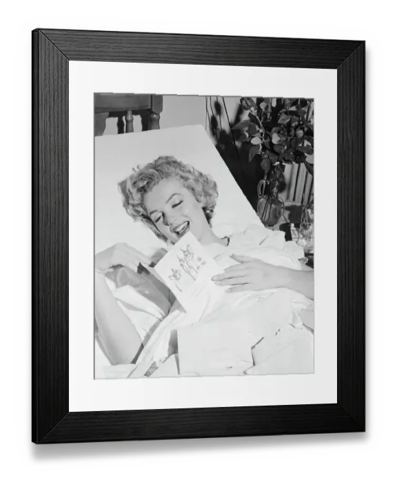 Framed Print : Marilyn Monroe Reading Get Well Card Framed Print : Marilyn Monroe Reading Get Well Card