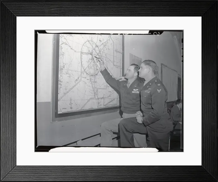 Framed Print : Military Men Working on Mounted Map Framed Print : Military Men Working on Mounted Map