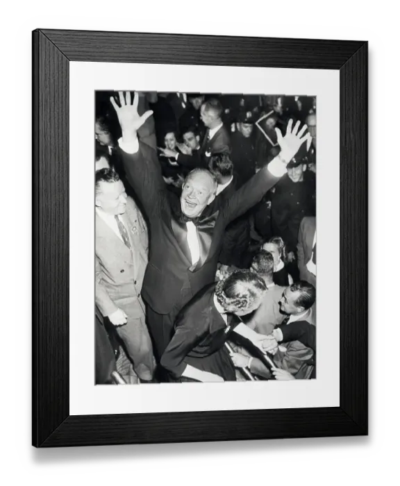 Framed Print : Dwight Eisenhower Raises Arms In Victory Framed Print : Dwight Eisenhower Raises Arms In Victory