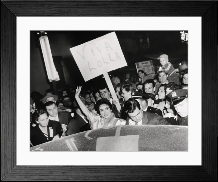 Framed Print : Gina Lollobrigida Pushing Through Crowd Framed Print : Gina Lollobrigida Pushing Through Crowd
