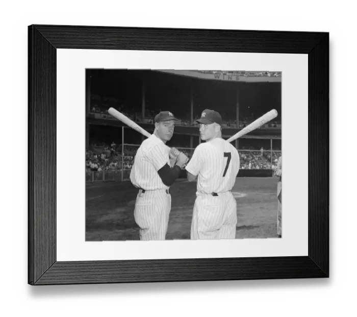 Framed Print : Joe DiMaggio and Mickey Mantle Holding Bats Framed Print : Joe DiMaggio and Mickey Mantle Holding Bats