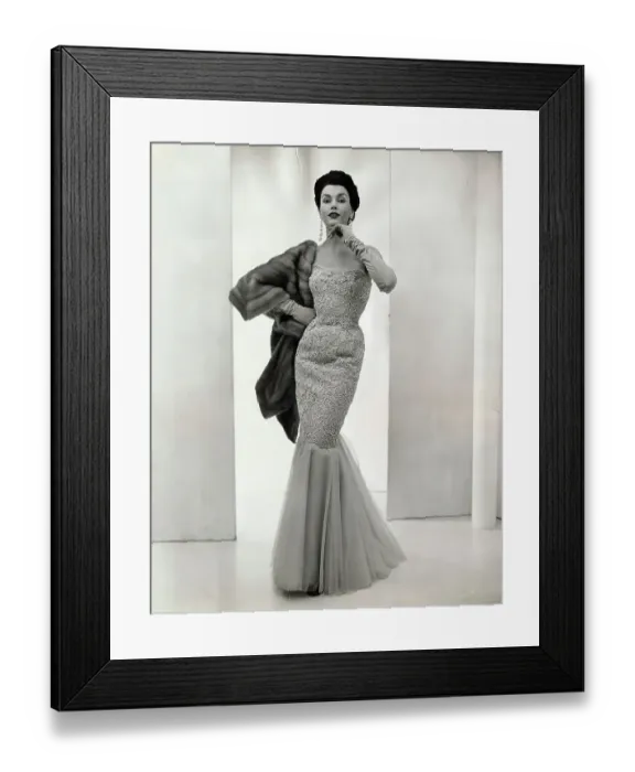 Framed Print : Model Wearing Silk Evening Gown Framed Print : Model Wearing Silk Evening Gown