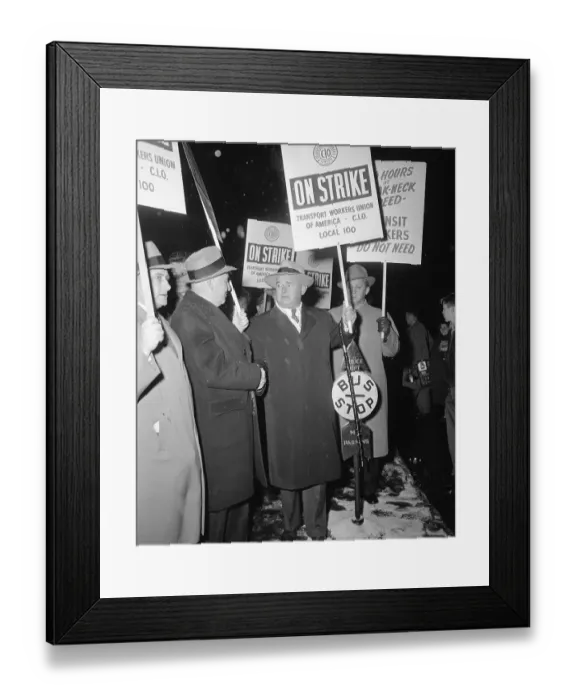Framed Print : Union Leader Michael Quill Picketing with Followers Framed Print : Union Leader Michael Quill Picketing with Followers