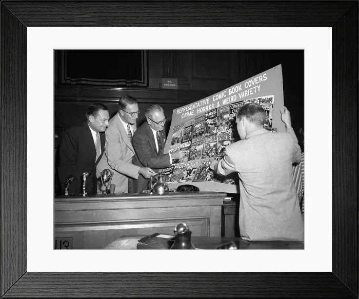 Framed Print : Open Comic Book Hearings