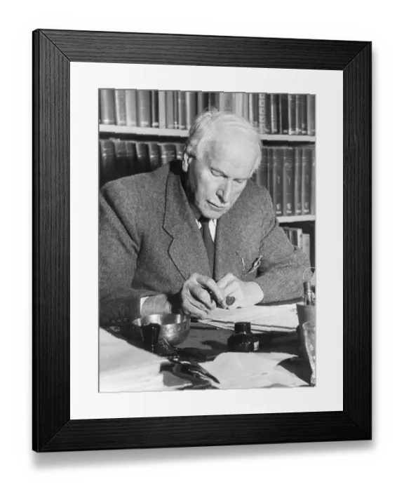 Framed Print : Psychiatrist Carl Jung at Desk Writing Framed Print : Psychiatrist Carl Jung at Desk Writing