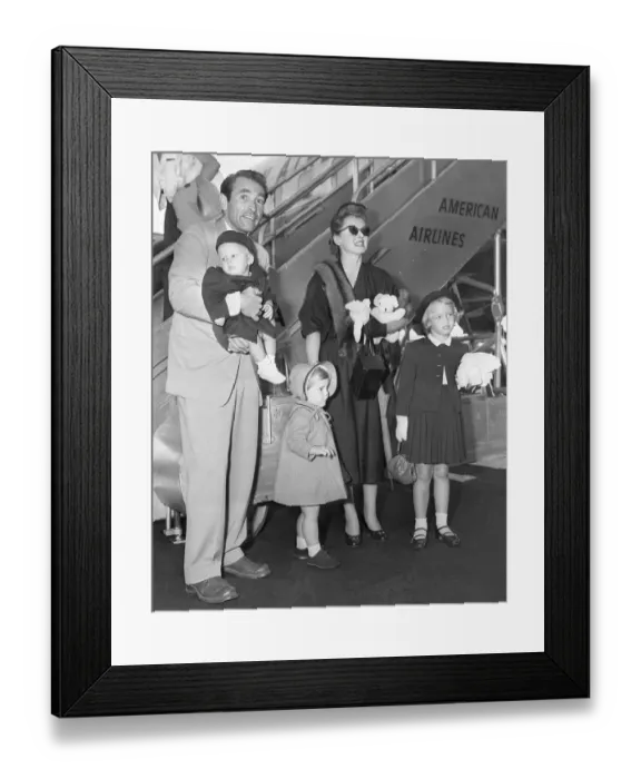 Framed Print : Actress Bette Davis Traveling With Husband and Children Framed Print : Actress Bette Davis Traveling With Husband and Children