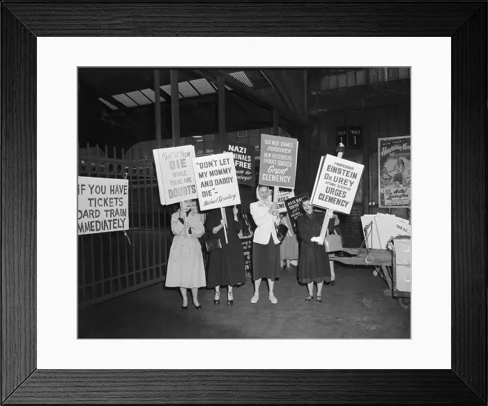 Framed Print : Protesters Marching with Signs Regarding Rosenbergs Framed Print : Protesters Marching with Signs Regarding Rosenbergs