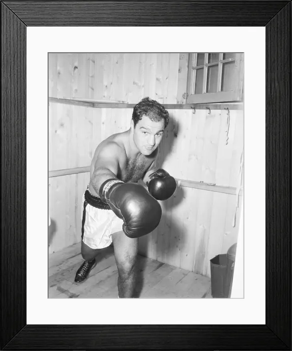 Framed Print : Boxer Rocky Marciano Punches In Portrait Framed Print : Boxer Rocky Marciano Punches In Portrait