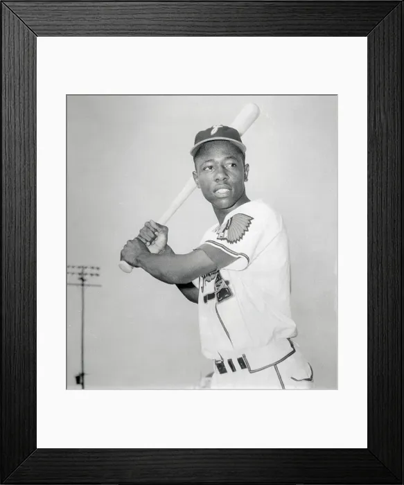 Framed Print : Hank Aaron Holding Baseball Bat Framed Print : Hank Aaron Holding Baseball Bat