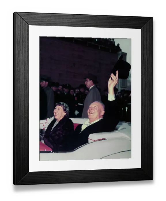 Framed Print : Dwight and Mamie Eisenhower Riding in Motorcade
