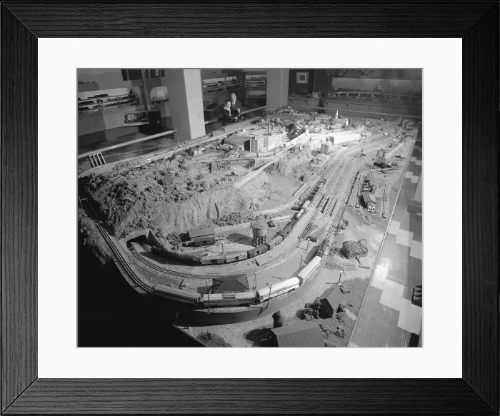 Framed Print : Joshua Lionel Cowen Demonstrating Model Train Framed Print : Joshua Lionel Cowen Demonstrating Model Train