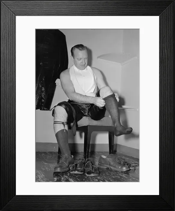 Framed Print : Walter Cronkite Putting on Coronation Costume Framed Print : Walter Cronkite Putting on Coronation Costume