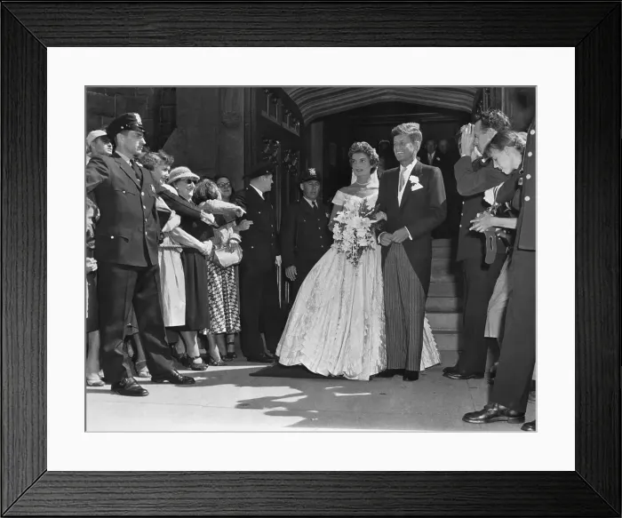 Framed Print : Mr. And Mrs. Kennedy Leave Church Framed Print : Mr. And Mrs. Kennedy Leave Church
