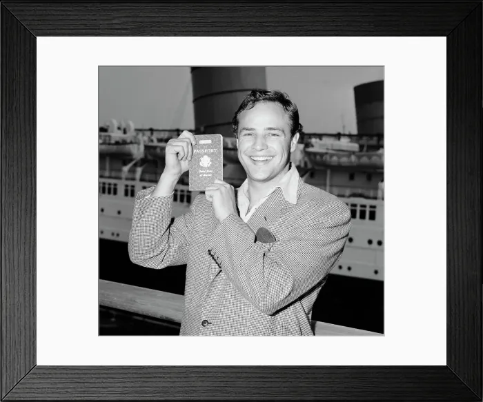 Framed Print : Marlon Brando 1953 With Us Passport Framed Print : Marlon Brando 1953 With Us Passport