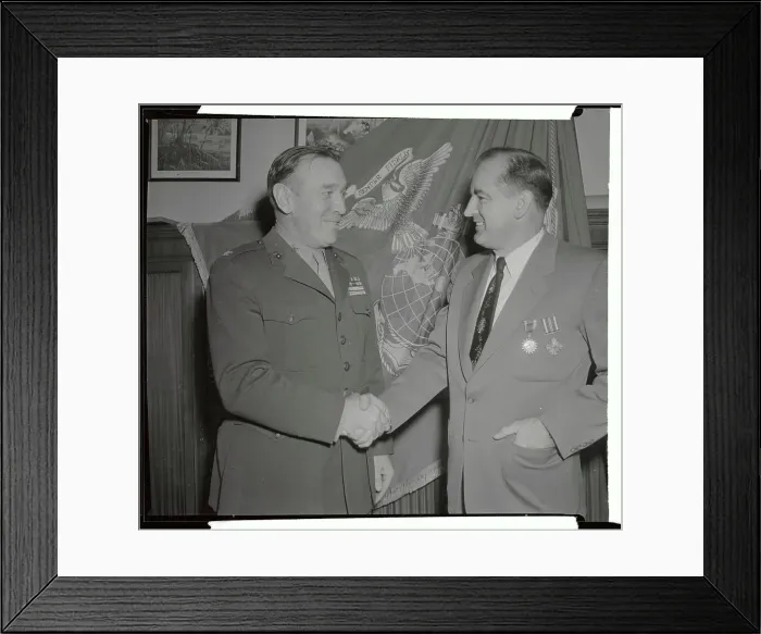 Framed Print : Senator Joseph McCarthy Shaking Hand of Colonel John R. Lanigan Framed Print : Senator Joseph McCarthy Shaking Hand of Colonel John R. Lanigan