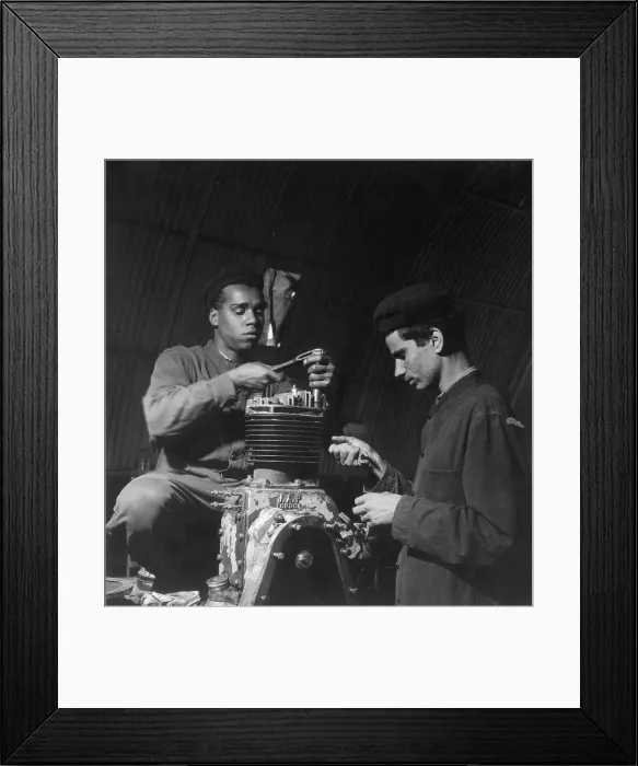Framed Print : Two Students Learning Engine Maintenance