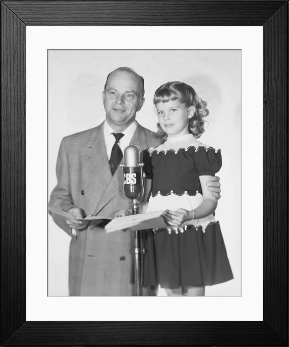 Framed Print : Radio Entertainer Edgar Bergen with Daughter Candice at Microphone