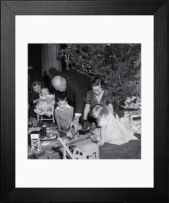 Framed Print : Eisenhower Family Playing with Toy Trains Framed Print : Eisenhower Family Playing with Toy Trains
