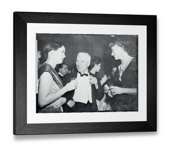 Framed Print : Charlie Chaplin Talking with Women Framed Print : Charlie Chaplin Talking with Women