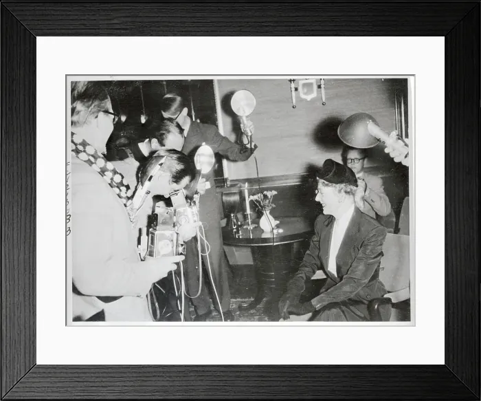 Framed Print : Christine Jorgensen at Press Conference Framed Print : Christine Jorgensen at Press Conference