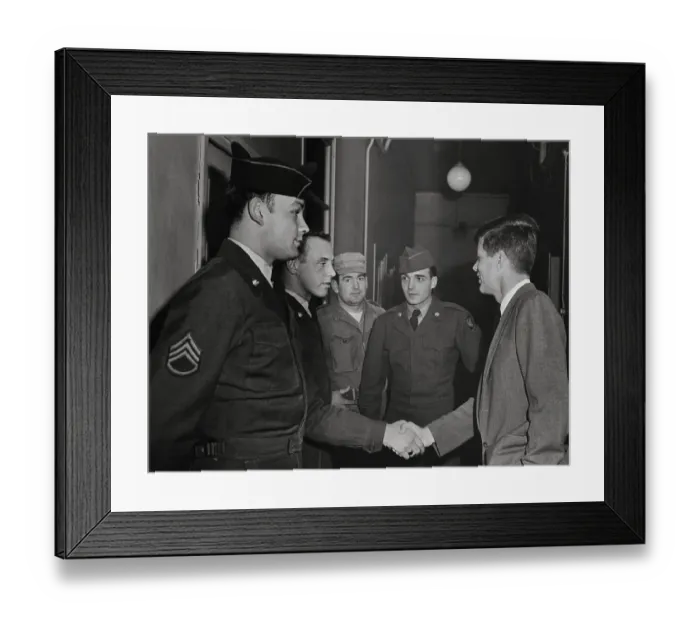 Framed Print : John F Kennedy Shaking Hands with Soldiers Framed Print : John F Kennedy Shaking Hands with Soldiers
