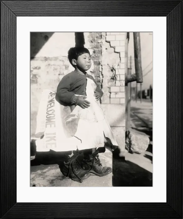Framed Print : Korean Boy Wrapped In Eisenhower Poster Framed Print : Korean Boy Wrapped In Eisenhower Poster