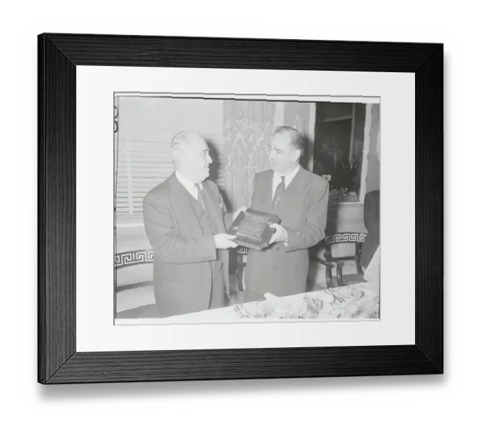 Framed Print : Senator Joseph McCarthy Accepting Award from Benjamin Shultz Framed Print : Senator Joseph McCarthy Accepting Award from Benjamin Shultz