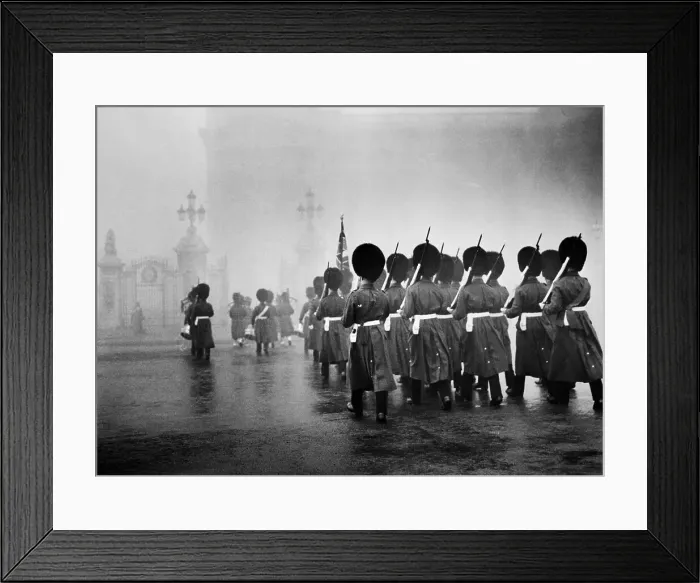 Framed Print : Scots Guards Marching in Formation in Heavy Fog Framed Print : Scots Guards Marching in Formation in Heavy Fog