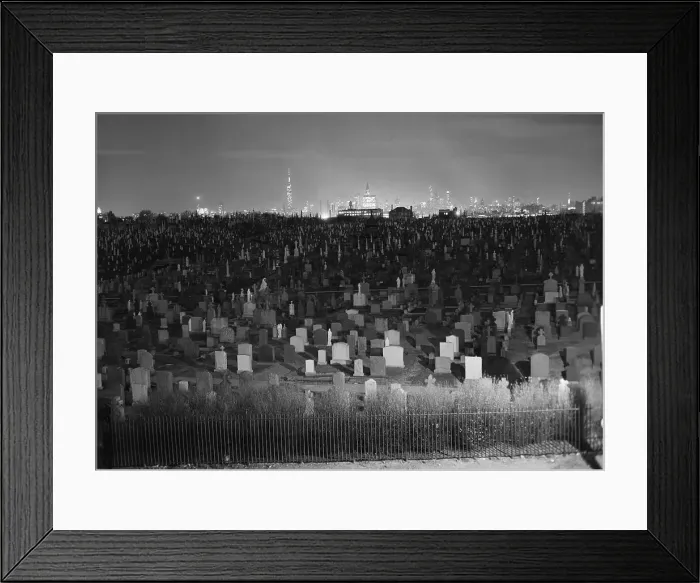 Framed Print : View of Manhattan Above Queens Cemetery
