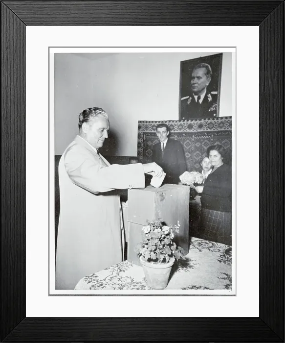 Framed Print : Josip Broz Tito Casting a Ballot Framed Print : Josip Broz Tito Casting a Ballot