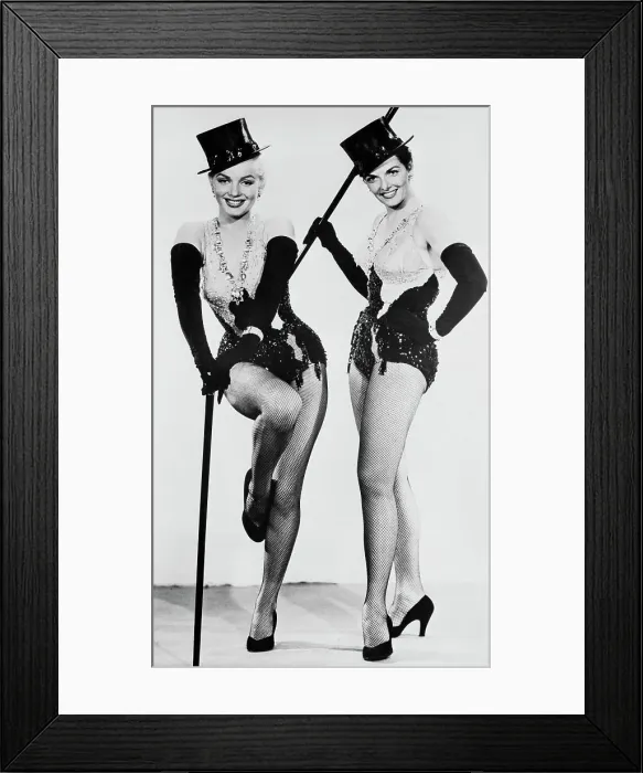 Framed Print : Marilyn Monroe and Jane Russell in Top Hats Framed Print : Marilyn Monroe and Jane Russell in Top Hats