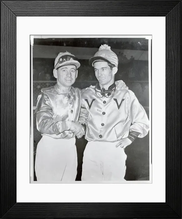 Framed Print : Willie Shoemaker and Johnny Longden Shaking Hands Framed Print : Willie Shoemaker and Johnny Longden Shaking Hands
