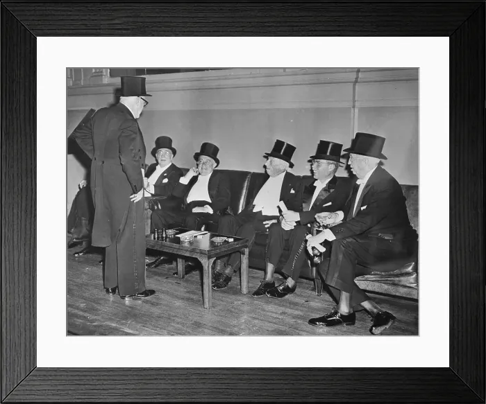 Framed Print : Men in Top Hats Gathered in Social Club Framed Print : Men in Top Hats Gathered in Social Club