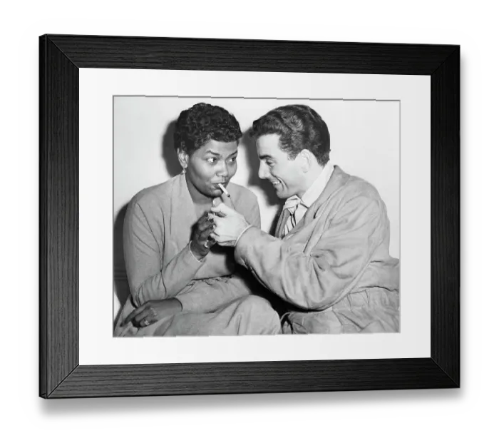 Framed Print : Drummer Louis Bellson Lighting Pearl Bailey's Cigarette Framed Print : Drummer Louis Bellson Lighting Pearl Bailey's Cigarette