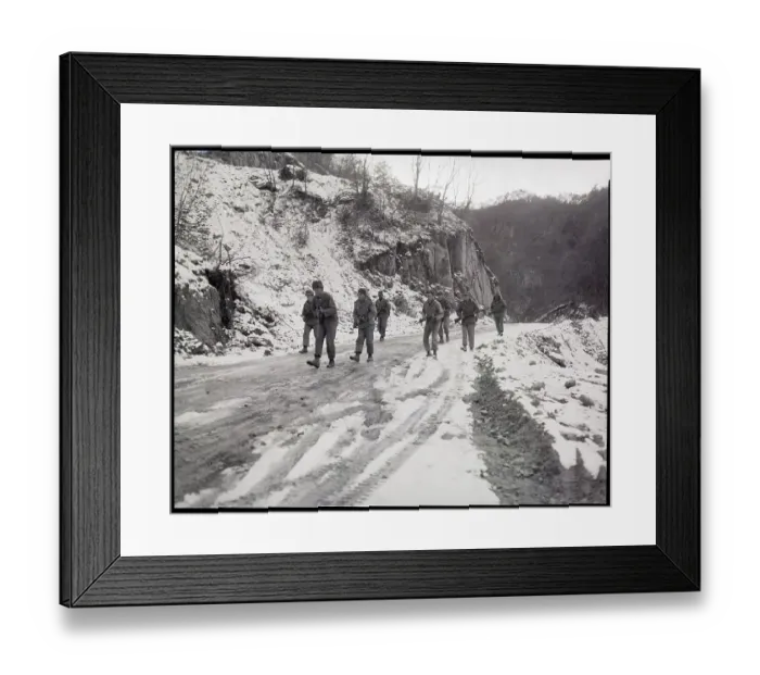 Framed Print : Members Of An Allied Patrol On Snow Road