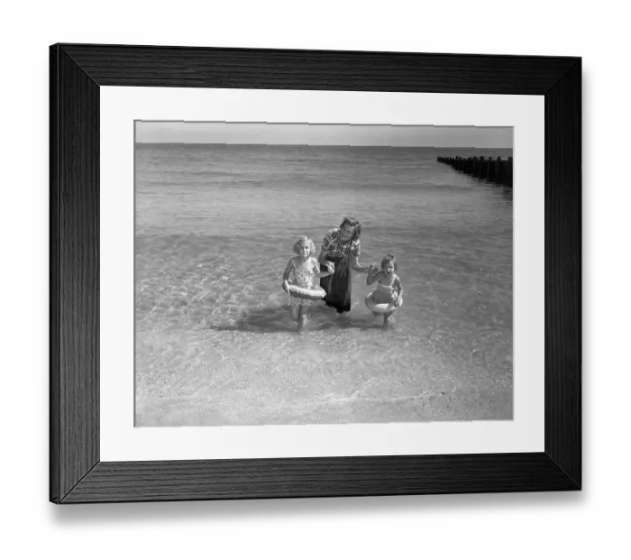 Framed Print : Pat Nixon Playing with Daughters at Beach Framed Print : Pat Nixon Playing with Daughters at Beach