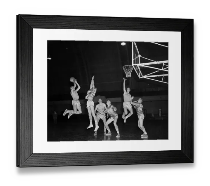 Framed Print : Basketball Players Vie for Ball Framed Print : Basketball Players Vie for Ball