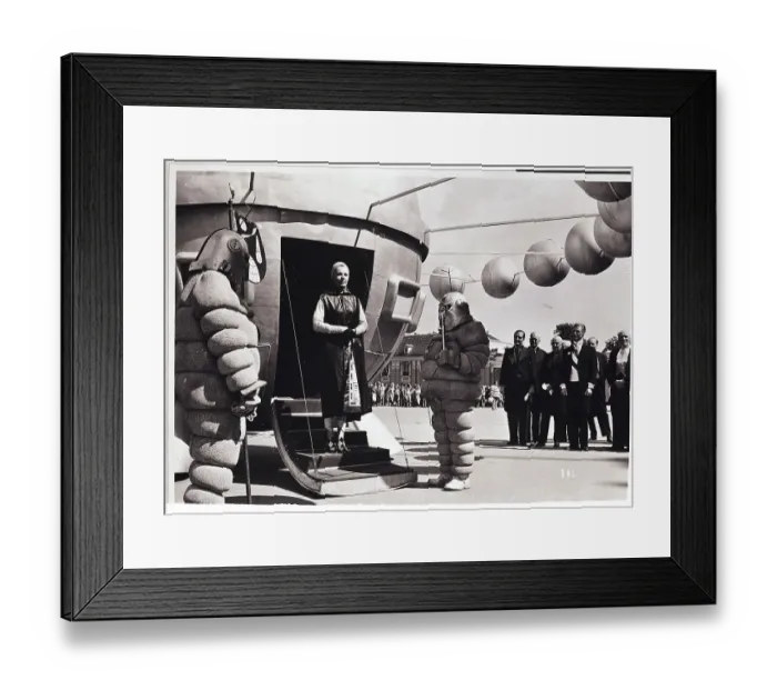 Framed Print : Woman Disembarks from Spherical Pod Framed Print : Woman Disembarks from Spherical Pod