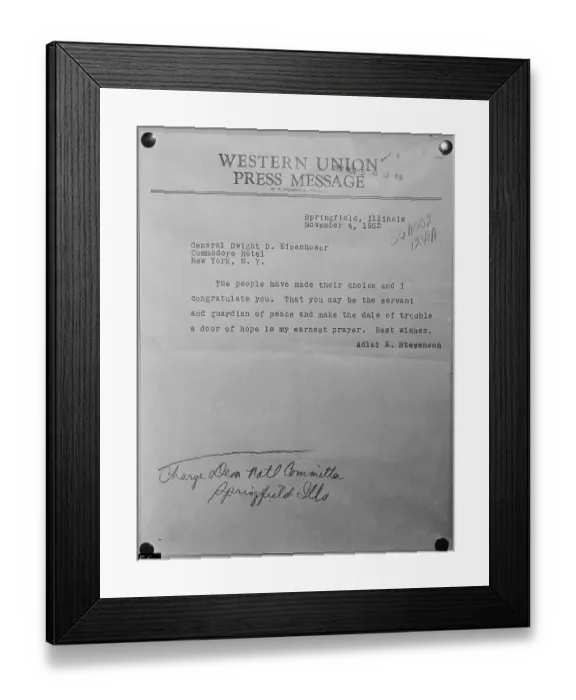 Framed Print : Congratulatory Telegram To Eisenhower Framed Print : Congratulatory Telegram To Eisenhower