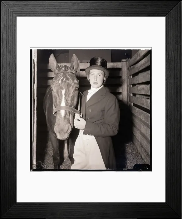 Framed Print : Marjorie Haines Posing with Horse