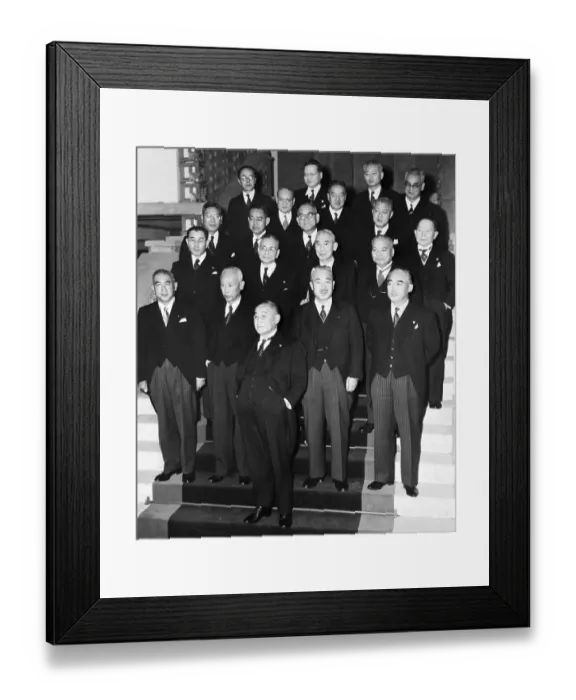 Framed Print : Shigeru Yoshida Posing with Cabinet Framed Print : Shigeru Yoshida Posing with Cabinet