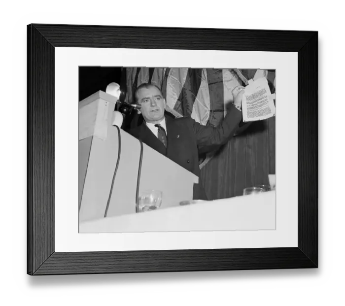 Framed Print : Senator Joseph McCarthy Waving Document Framed Print : Senator Joseph McCarthy Waving Document