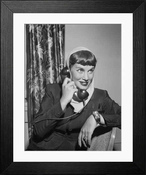 Framed Print : Linda Christian Using Telephone Framed Print : Linda Christian Using Telephone