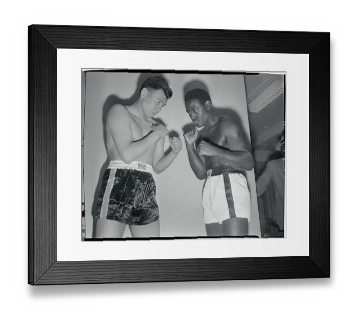Framed Print : Ezzard Charles and Cesar Brion in Boxing Pose Framed Print : Ezzard Charles and Cesar Brion in Boxing Pose